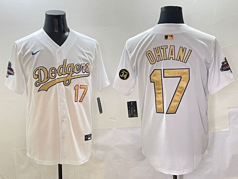 Men Los Angeles Dodgers 17 Ohtani White Gold Game Nike 2025 MLB Jersey style 26